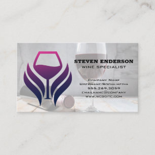 Purple Wine Glass Logo Business Card