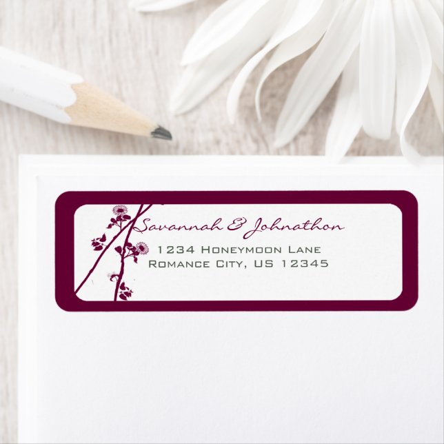 Purple Wine Plum Floral  Return Address Label (Insitu)
