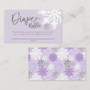 Purple Winter Baby Shower Diaper Raffle Ticket Enclosure Card