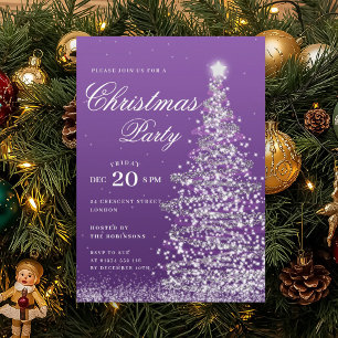 Purple Winter Christmas Tree Holiday Party  Invitation
