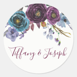 Purple Winter Floral Elegant Wedding Favour Seal
