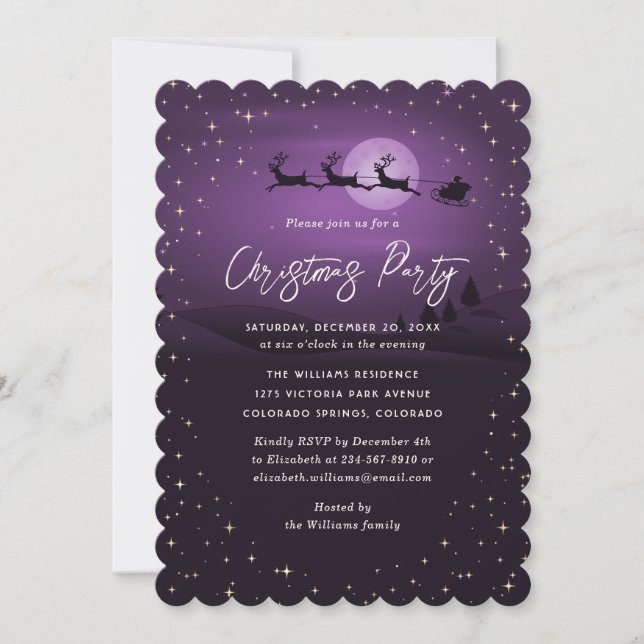Purple Winter Scenery Christmas Party Invitation (Front)