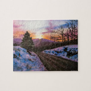 Purple Winter Snow Landscape Puzzle