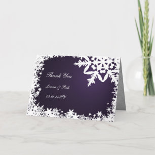 purple winter wedding Thank You Card