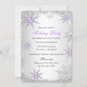 Purple Winter Wonderland Christmas Holiday Party 4 Invitation