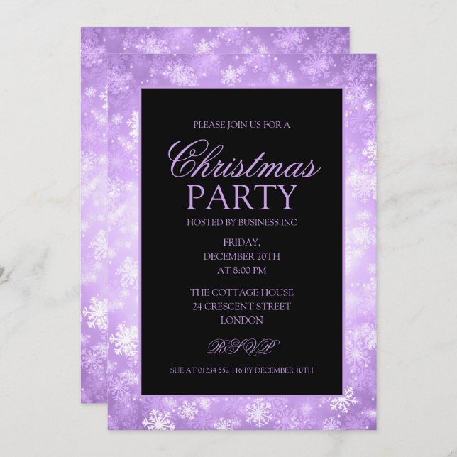 Purple Winter Wonderland Christmas Holiday Party Invitation (Front/Back)