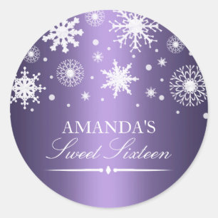 Purple Winter Wonderland Sweet 16 Sticker
