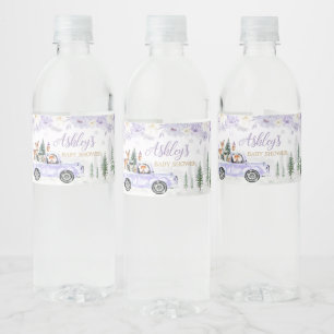 Purple Winter Woodland Baby Shower  Water Bottle Label