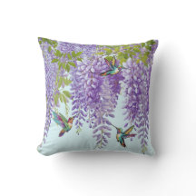 Purple Wisteria And Hummingbirds