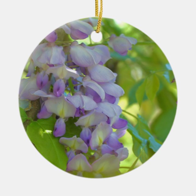 Purple Wisteria Blossoms Flower Ornament (Front)