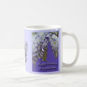 Purple Wisteria Boss Happy Birthday Mug