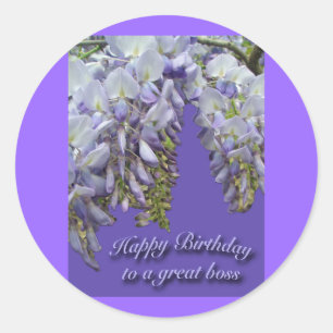 Purple Wisteria Boss Happy Birthday Sticker