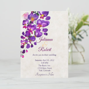 Purple Wisteria budget wedding invitation