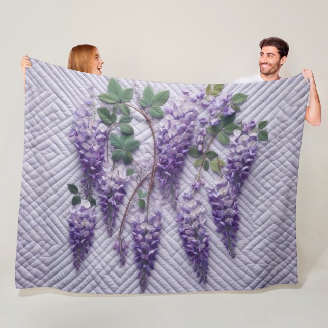 Purple Wisteria Design Fleece Blanket (In Situ)