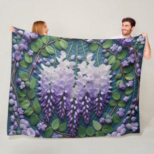 Purple Wisteria Design Fleece Blanket
