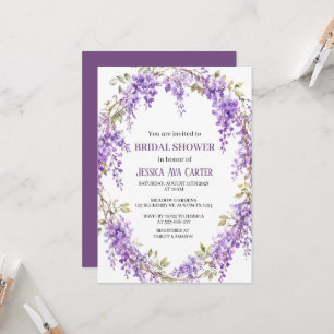 Purple Wisteria Floral Garden Bridal Shower  Invitation
