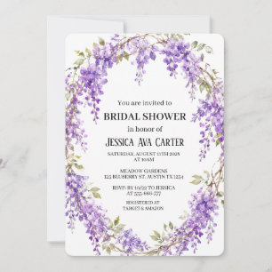 Purple Wisteria Floral Garden Bridal Shower  Invitation