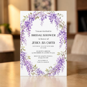 Purple Wisteria Floral Garden Bridal Shower Invitation
