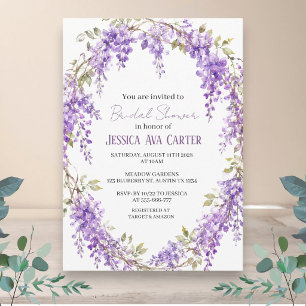 Purple Wisteria Floral Garden Bridal Shower Invitation