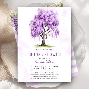 Purple Wisteria Floral Tree Bridal Shower Invitation