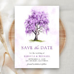 Purple Wisteria Floral Tree Wedding Save The Date<br><div class="desc">Amaze your guests with this elegant save the date featuring a beautiful wisteria tree with purple flowers. Simply add your event details on this easy-to-use template to make it a unique personalised one-of-a-kind save the date card.</div>