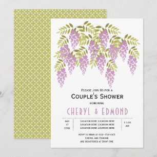 Purple wisteria floral wedding couples shower invitation