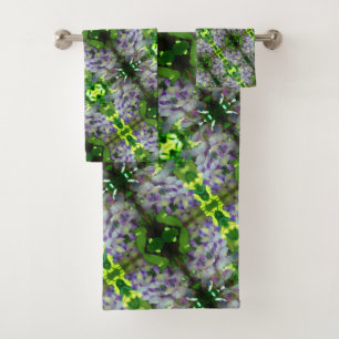 Purple Wisteria Flower Abstract Pattern     Bath Towel Set
