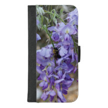 Purple Wisteria Flower with Bee Photo