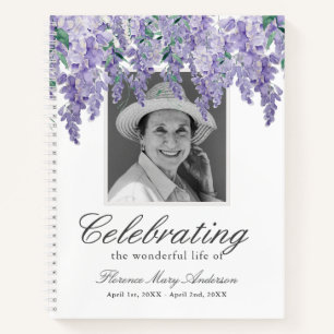 Purple Wisteria Memorial Funeral Guest Book