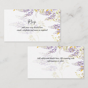 Purple Wisteria RSVP Hotel Wedding Details Enclosure Card