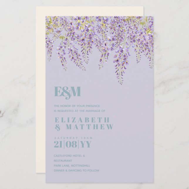 Purple Wisteria Sage Floral Garden Wedding (Front/Back)