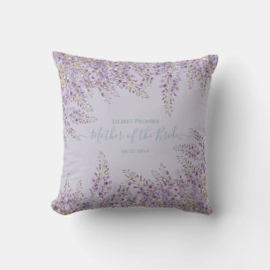 Purple Wisteria Sage Floral Garden Wedding Cushion