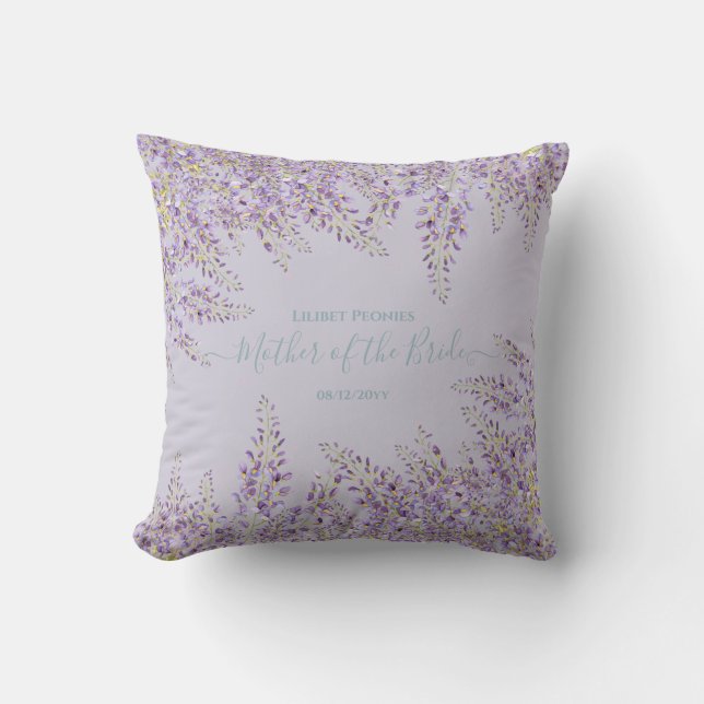 Purple Wisteria Sage Floral Garden Wedding Cushion (Front)