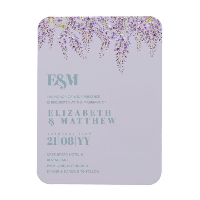 Purple Wisteria Sage Floral Garden Wedding Magnet (Vertical)
