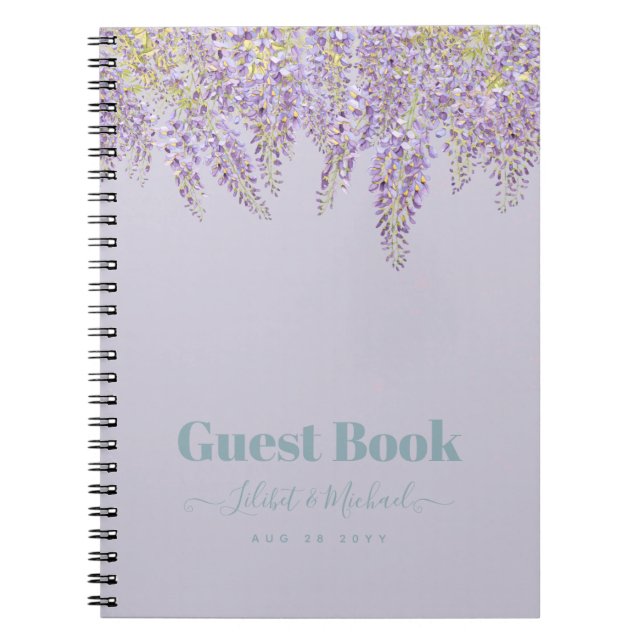 Purple Wisteria Sage Floral Garden Wedding Notebook (Front)