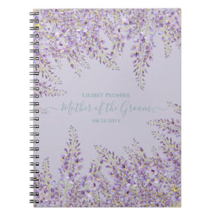 Purple Wisteria Sage Floral Garden Wedding Notebook
