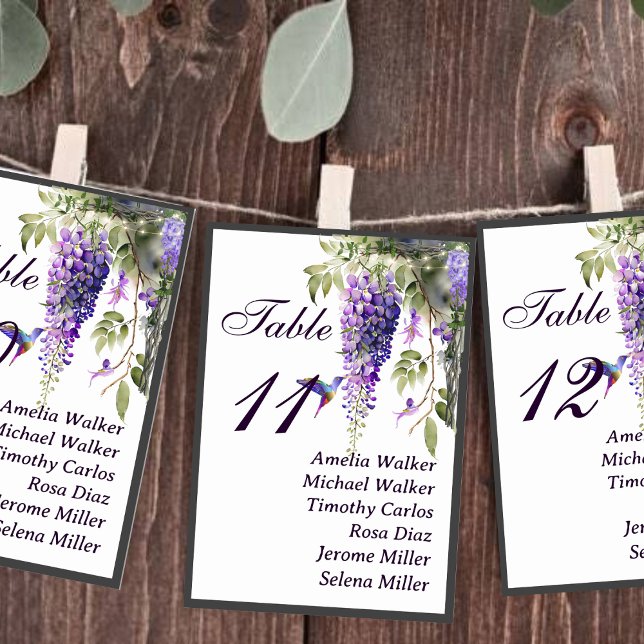 Purple Wisteria Themed Wedding Table Seating Card (Creator Uploaded)