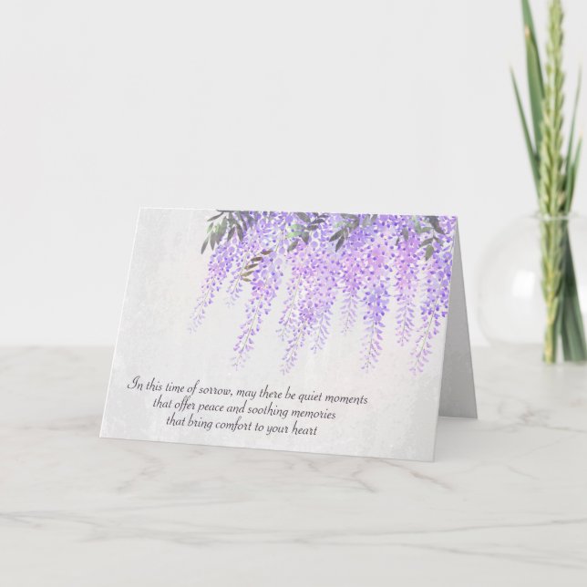 Purple Wisteria Watercolor Sympathy Card (Front)