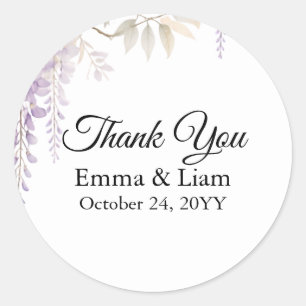 Purple Wisteria Wedding Thank You Sticker