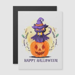 Purple Witch Cat on Pumpkin – Happy Halloween