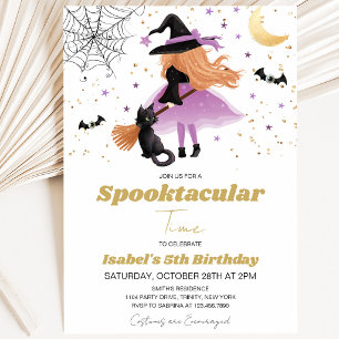 Purple Witch Halloween Birthday Invitation