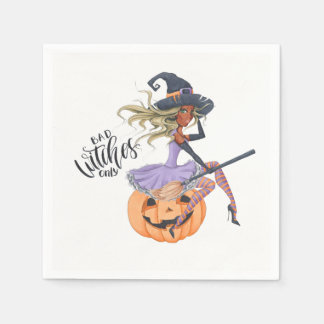 Purple witch halloween napkin