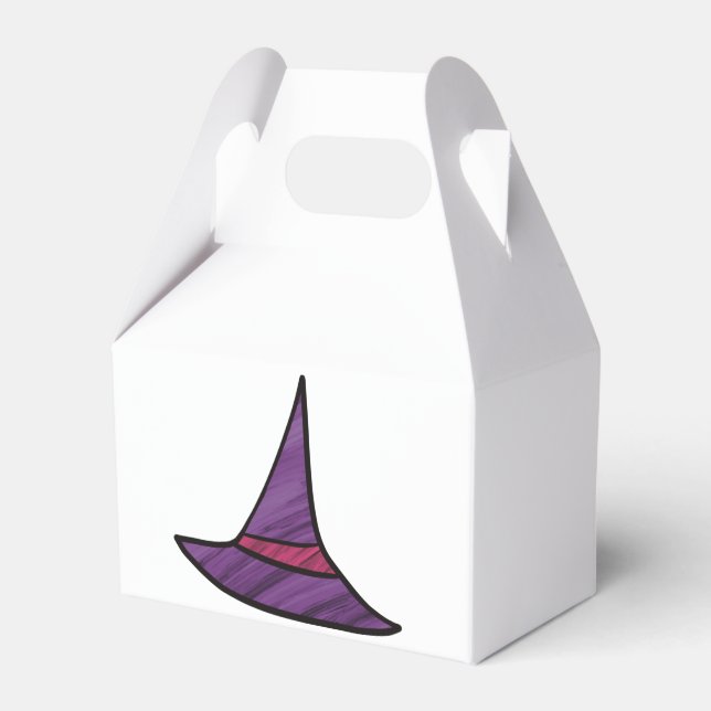 Purple Witch Hat Magic Halloween Party Favour Box (Front Side)