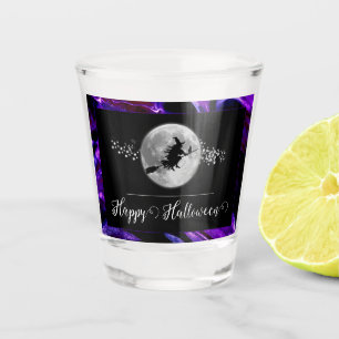Purple Witch Silhouette Halloween Shot Glass