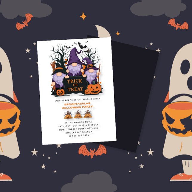 Purple Witch Trick or Treat Halloween Party Invitation (Creator Uploaded)