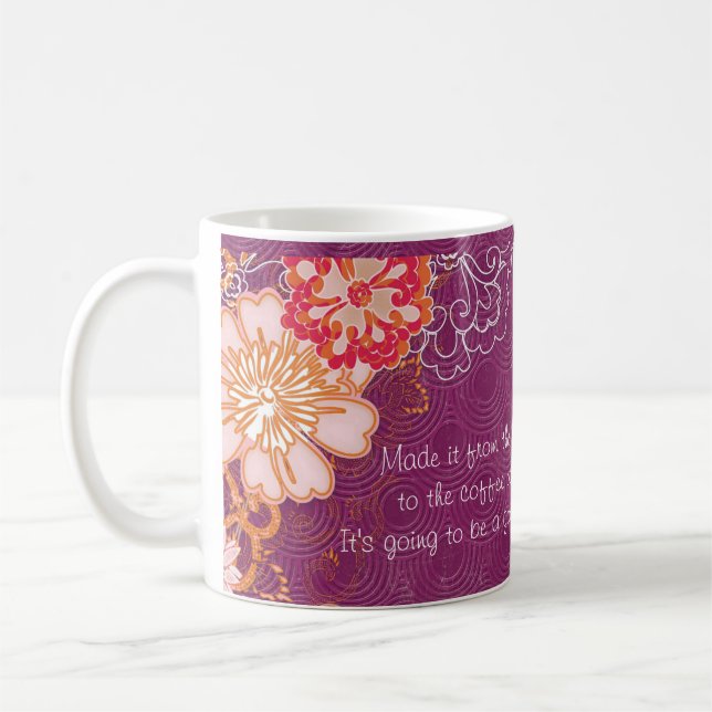 Purple with Big Flowers Coffee Pot Mug (Left)