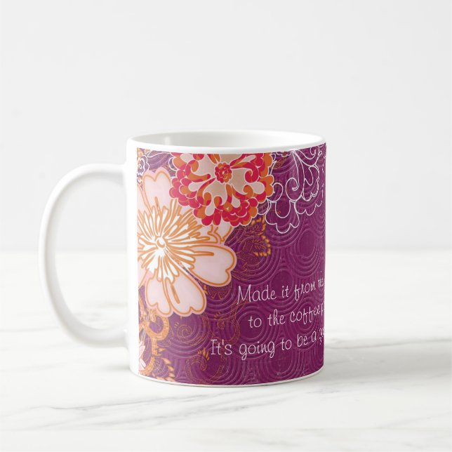 Purple with Big Flowers Coffee Pot Mug (Left)