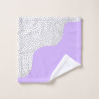 Purple with black dots on white background  wash cloth
