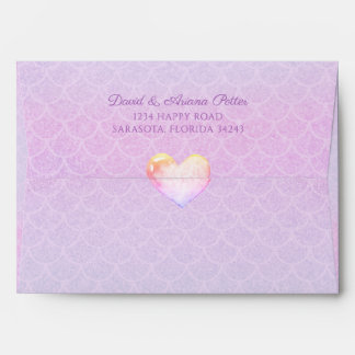 Purple with Mermaid Print Interior Baby Shower Envelope