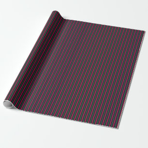 Purple with Neon Green & Orange Stripes Wrapping Paper